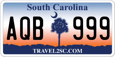 SC license plate AQB999