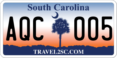 SC license plate AQC005