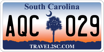 SC license plate AQC029