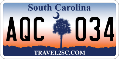 SC license plate AQC034
