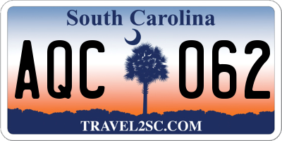 SC license plate AQC062