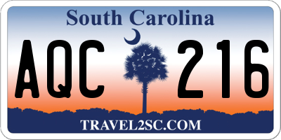 SC license plate AQC216