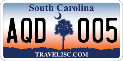 SC license plate AQD005