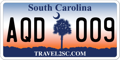 SC license plate AQD009