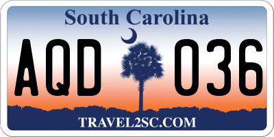 SC license plate AQD036