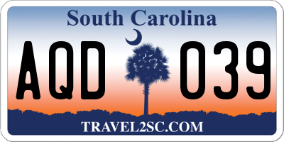 SC license plate AQD039