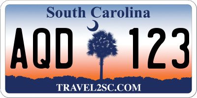 SC license plate AQD123
