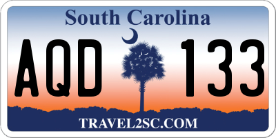 SC license plate AQD133