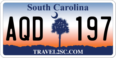 SC license plate AQD197