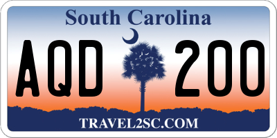 SC license plate AQD200