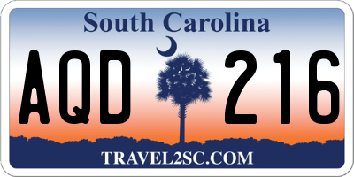 SC license plate AQD216