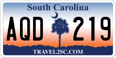 SC license plate AQD219