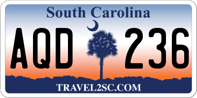 SC license plate AQD236