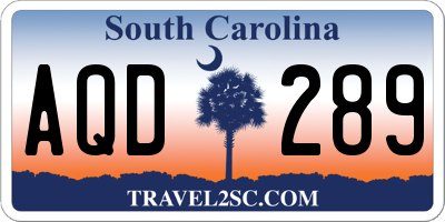 SC license plate AQD289