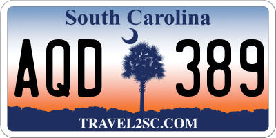 SC license plate AQD389