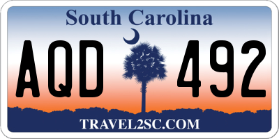 SC license plate AQD492