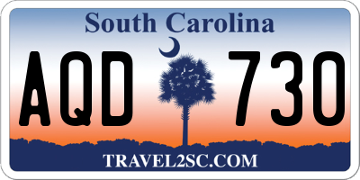 SC license plate AQD730