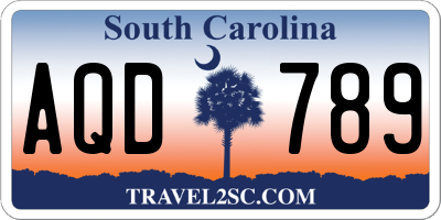 SC license plate AQD789