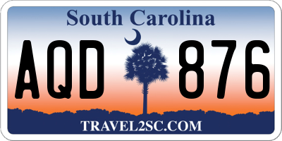 SC license plate AQD876
