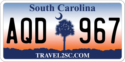 SC license plate AQD967