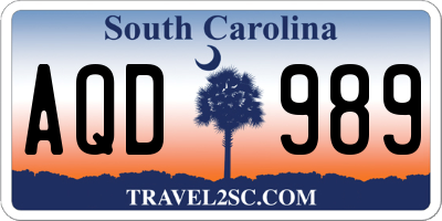SC license plate AQD989
