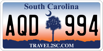 SC license plate AQD994