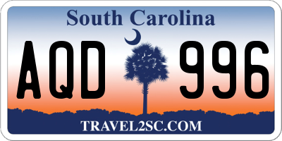 SC license plate AQD996