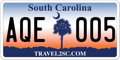 SC license plate AQE005
