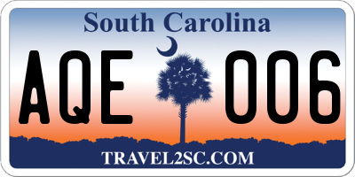 SC license plate AQE006
