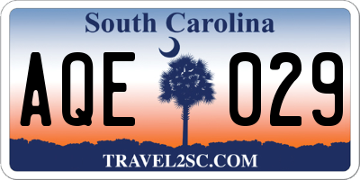 SC license plate AQE029