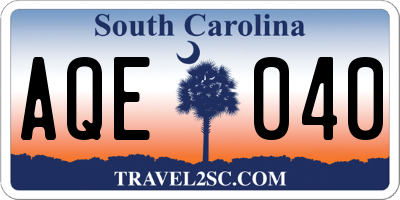 SC license plate AQE040