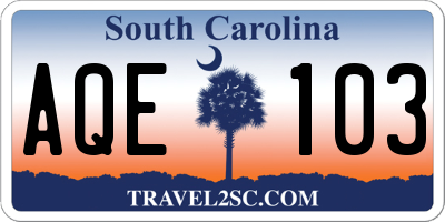 SC license plate AQE103