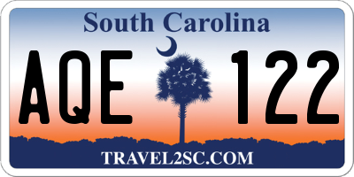 SC license plate AQE122