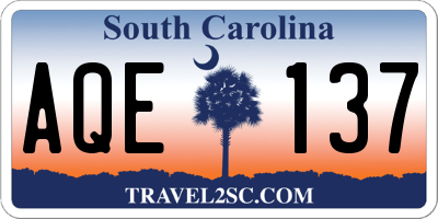 SC license plate AQE137
