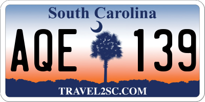 SC license plate AQE139