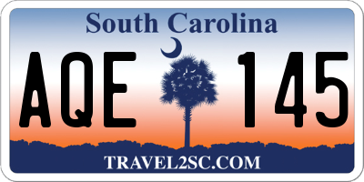 SC license plate AQE145