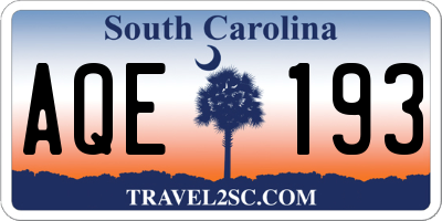 SC license plate AQE193