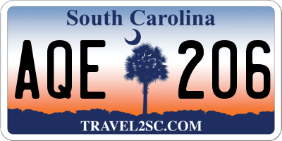 SC license plate AQE206