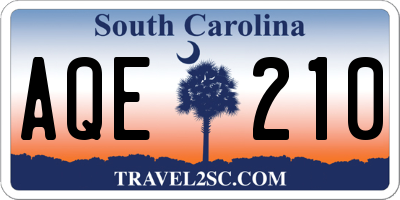 SC license plate AQE210