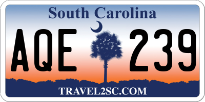 SC license plate AQE239