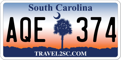 SC license plate AQE374