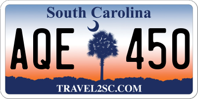 SC license plate AQE450