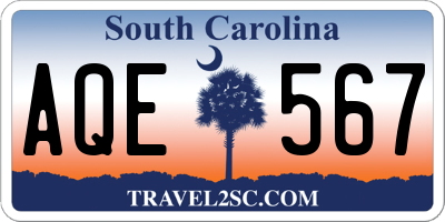 SC license plate AQE567