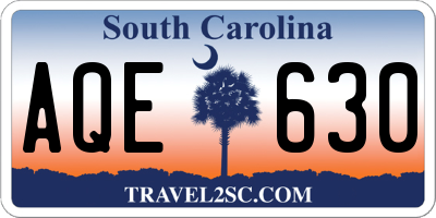 SC license plate AQE630