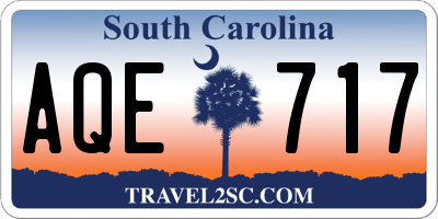 SC license plate AQE717