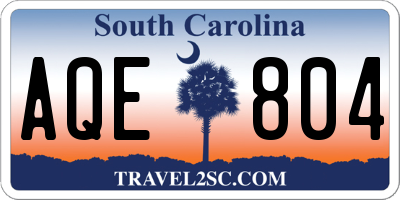 SC license plate AQE804