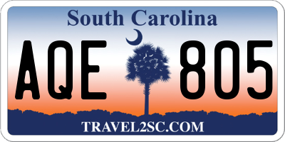 SC license plate AQE805