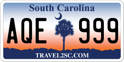 SC license plate AQE999