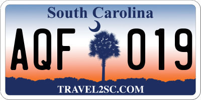 SC license plate AQF019