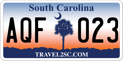SC license plate AQF023